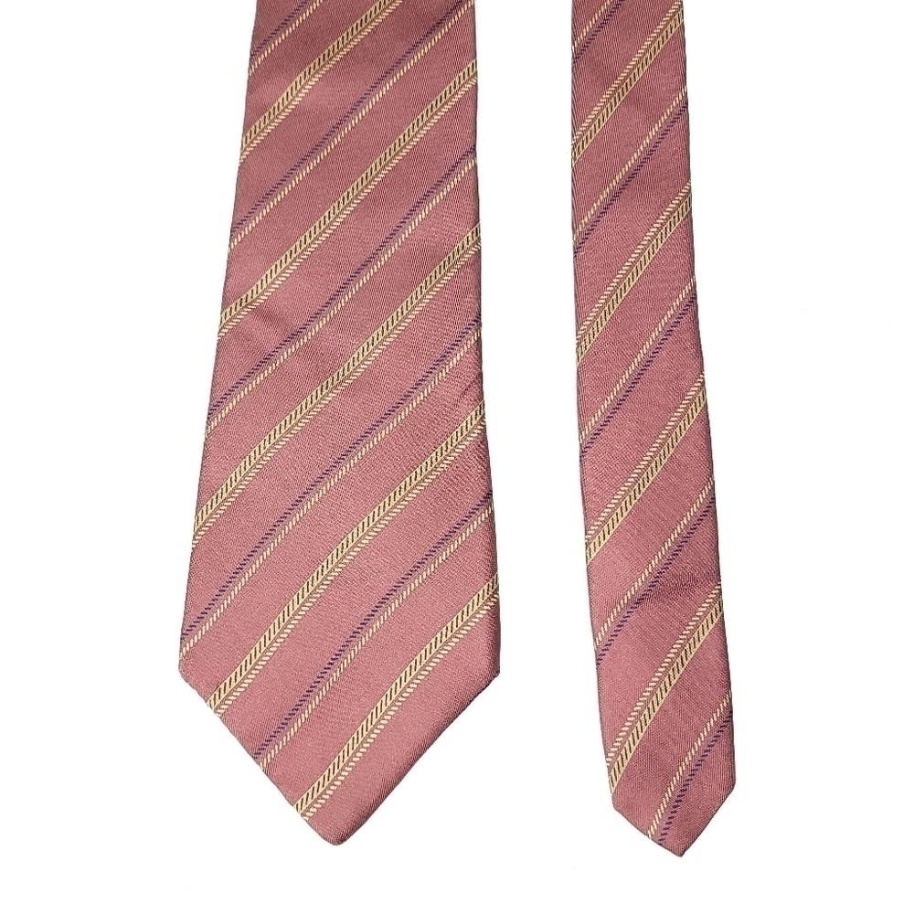 Calvin Klein Italian Silk Simple Striped Traditional Long Vintage Neck Tie - Picture 7 of 11